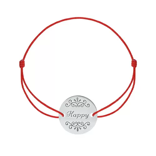 Браслет красная нить 00070327-6 серебро Happy
