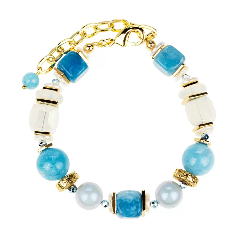 Браслет т100 бижутерный сплав light blue