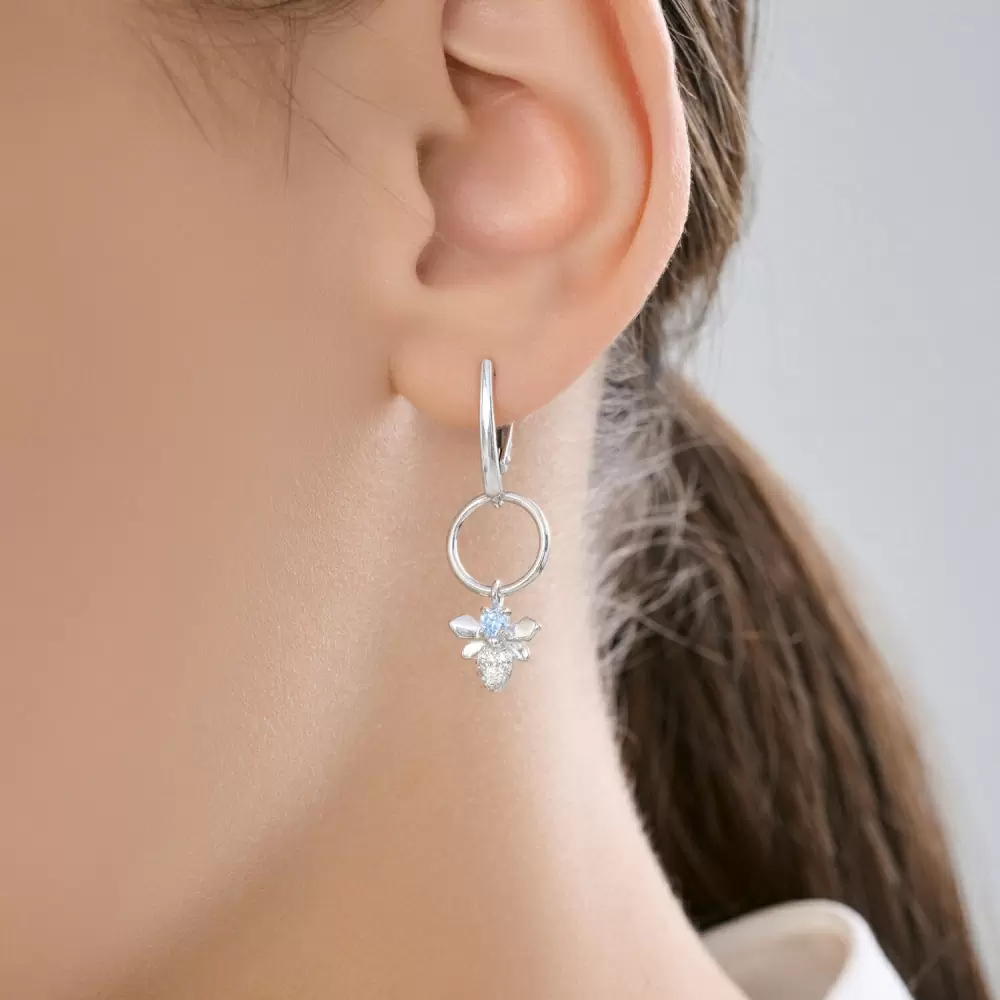 Серьги подвесные 94-121-00095-1 серебро Пчела