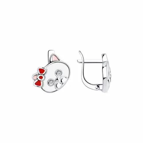 Серьги 94022694 серебро Кот