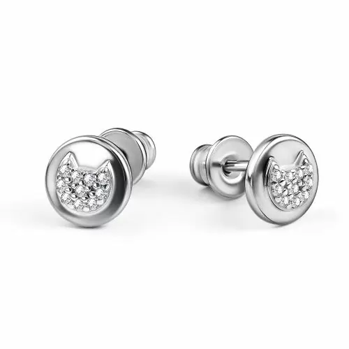 Серьги пусеты 02-4782.00КЦ-00 серебро Кот