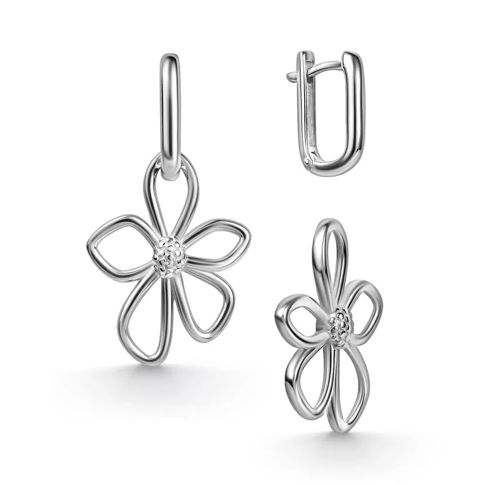 Серьги подвесные 02-5671.0000-00 серебро Цветок_0