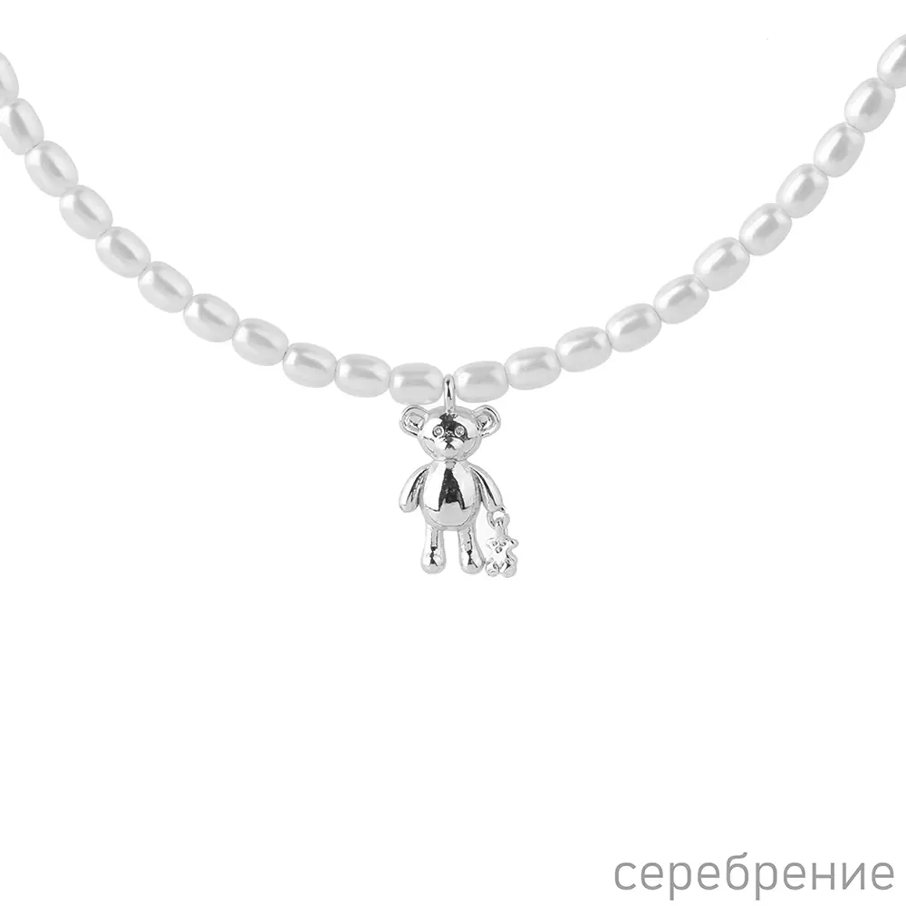 Бусы чокер К-210W-1М-38 ювелирный сплав Мишка_1