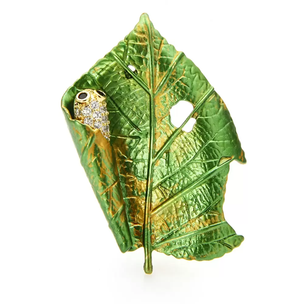 Брошь 3V-7790-Y ювелирный сплав Лист_0