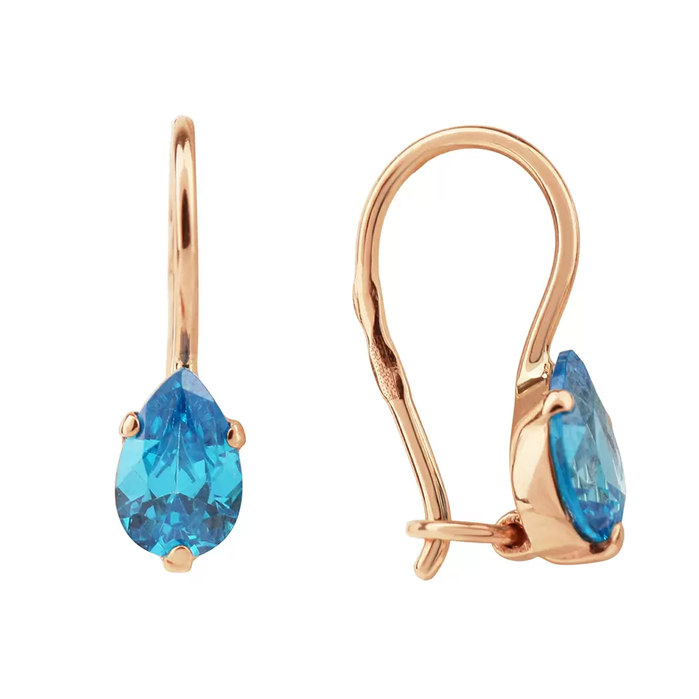 Серьги один камень ДС-119 син золото Капля