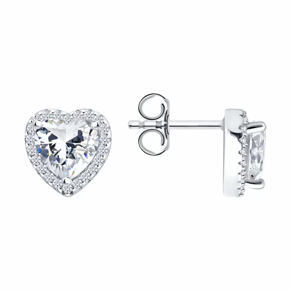 Серьги пусеты 94027161-91 серебро Сердце