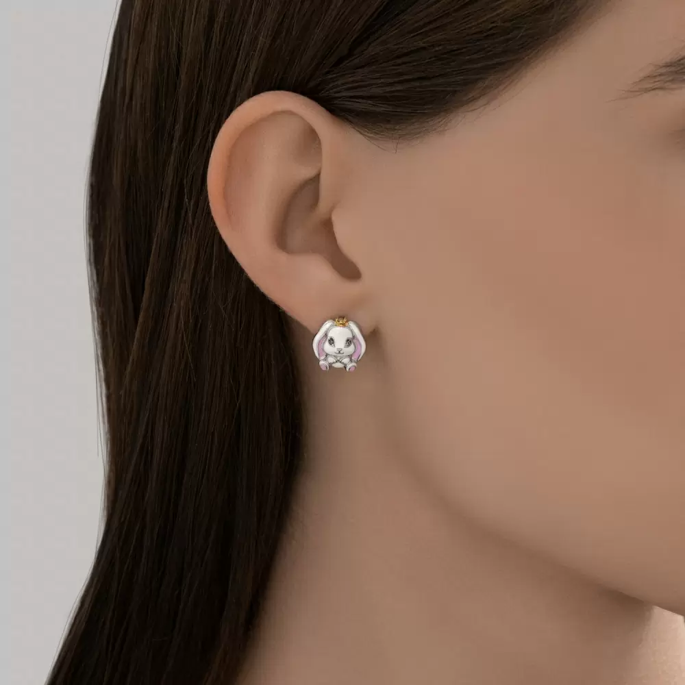 Серьги 94027104 серебро Заяц_1