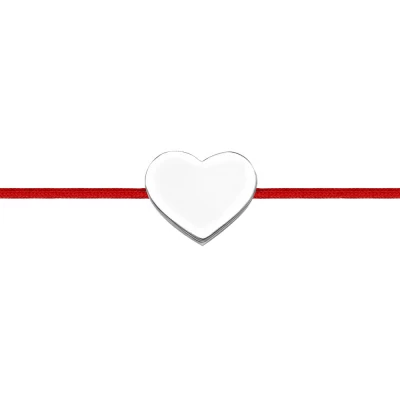 Браслет красная нить 14000111285-504 серебро Сердце