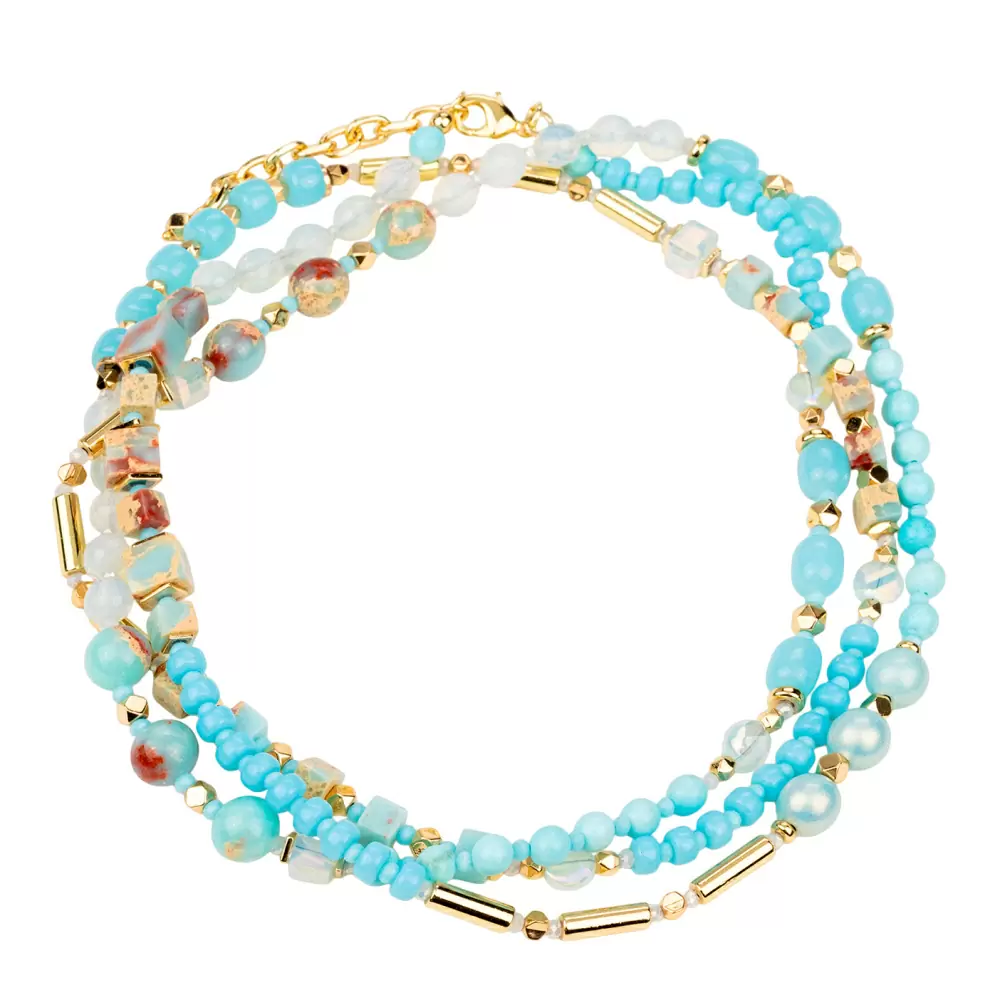Бусы т600 гол бижутерный сплав light blue