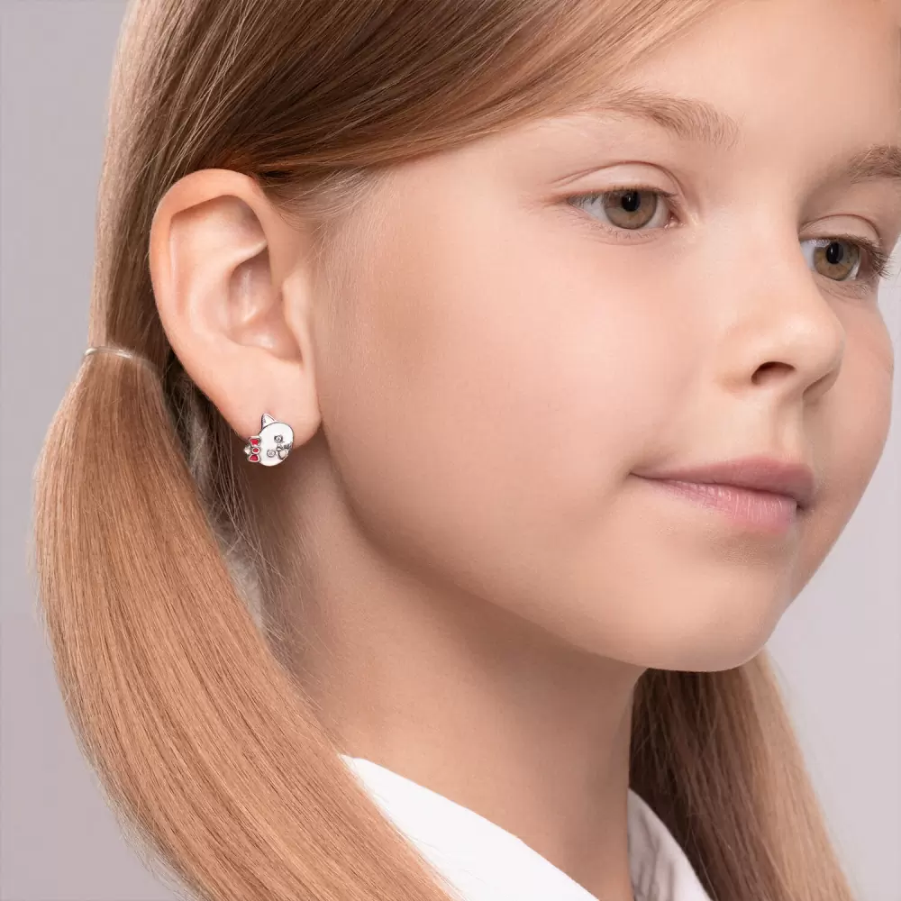 Серьги 94022694 серебро Кот