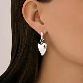 Серьги подвесные 94027132 серебро Сердце_1