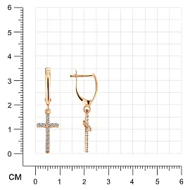Серьги подвесные Серьги-крст2пара.бцФ.з585 золото Крест_1