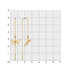 Серьги продевки 51-123-01490-1 золото Стрекоза_1