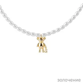 Бусы чокер К-210W-1М-38 ювелирный сплав Мишка_0