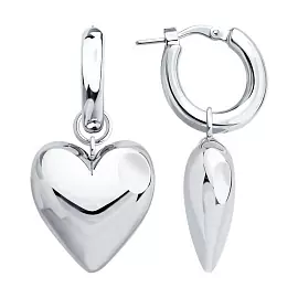 Серьги подвесные 94027132 серебро Сердце_0