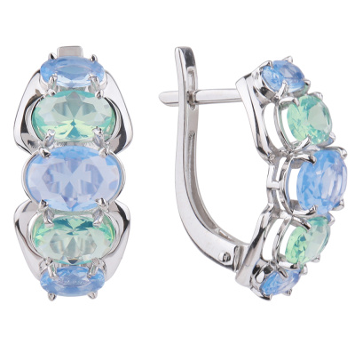Серьги дорожка С-1123 л.кам.микс серебро
