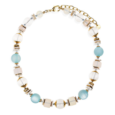 Колье т800 бижутерный сплав light blue