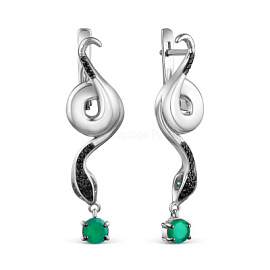 Серьги подвесные 2-450рч416409 серебро змея
