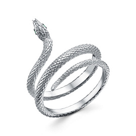 Кольцо 411-10-748 серебро змея